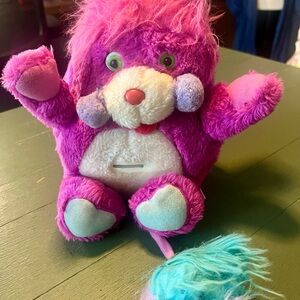 Vintage 1986 TCFC POPPLES Coin Piggy Bank Plush Purple Blue Packy Poppel